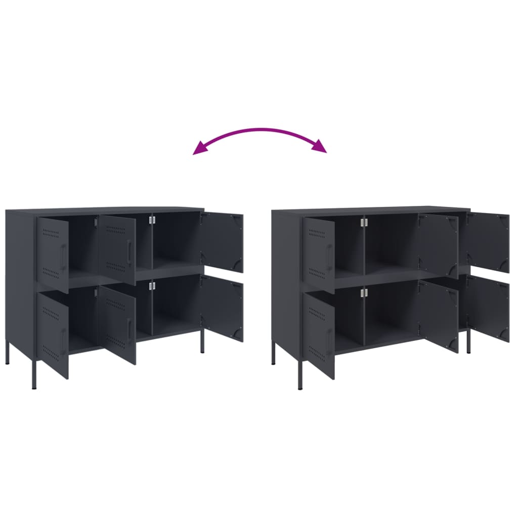 Buffet anthracite 100,5x39x79 cm acier - XIOS