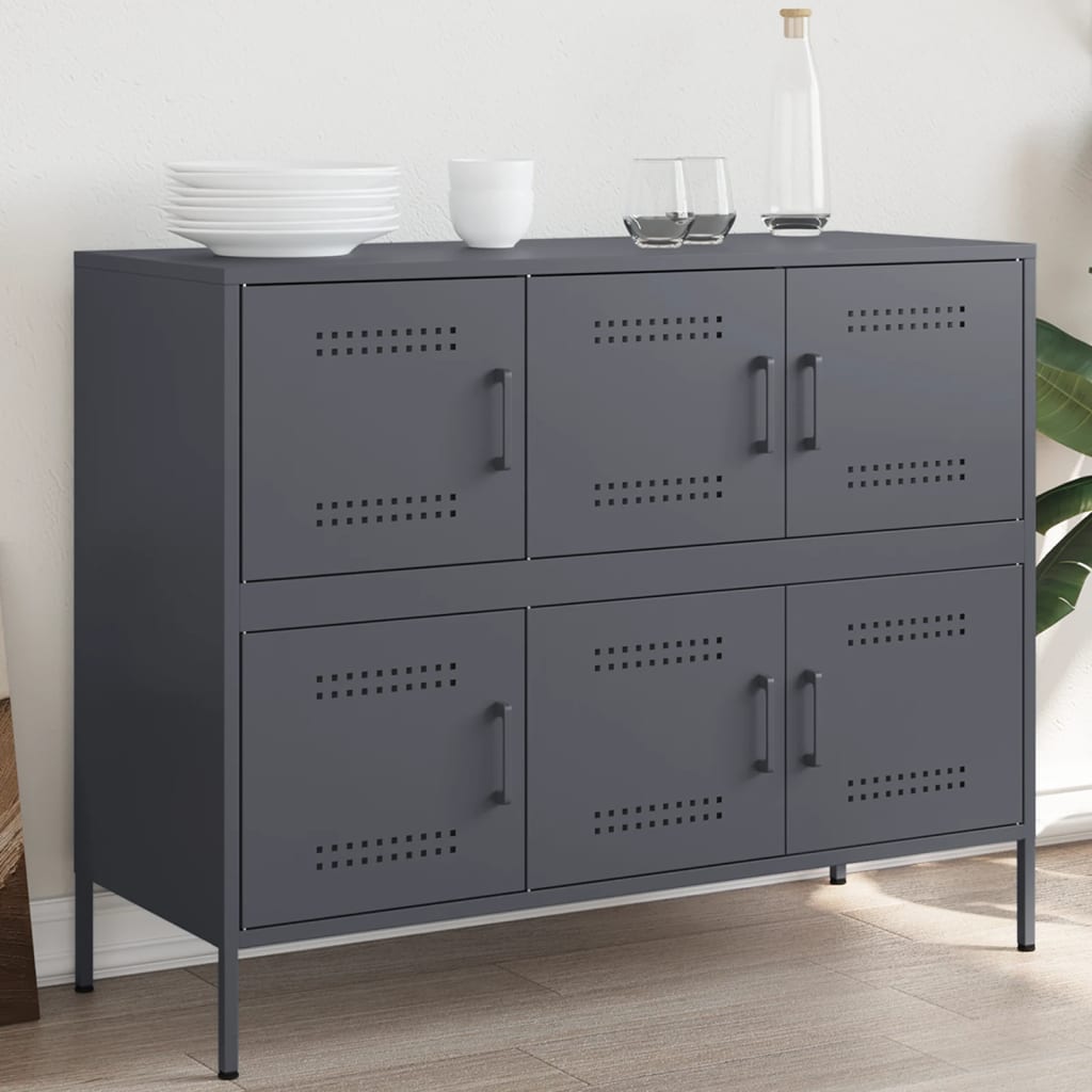 Buffet anthracite 100,5x39x79 cm acier - XIOS