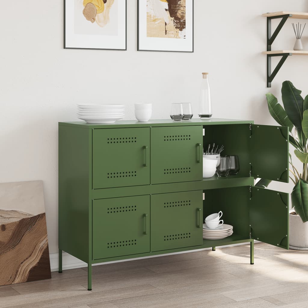 Buffet vert olive 100,5x39x79 cm acier - XIOS