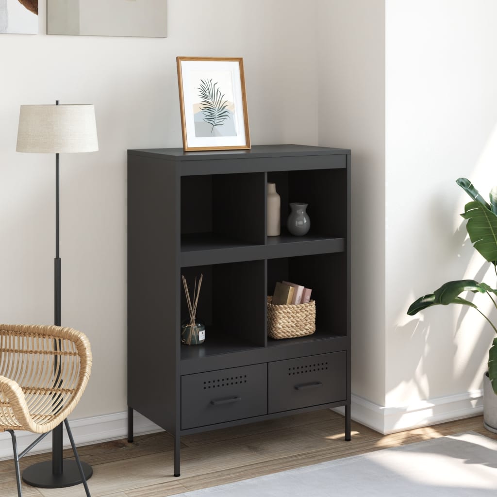 Buffet haut noir 68x39x101,5 cm acier - XIOS