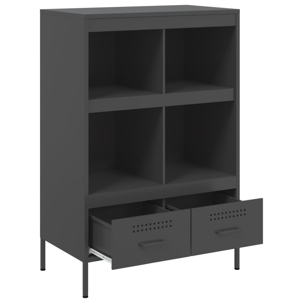 Buffet haut noir 68x39x101,5 cm acier - XIOS