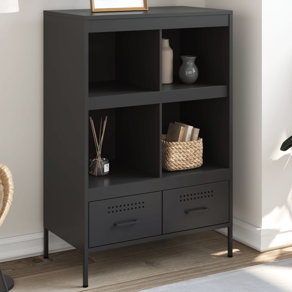 Buffet haut noir 68x39x101,5 cm acier - XIOS