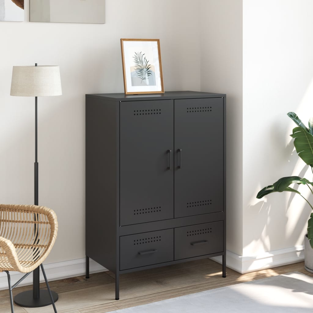 Buffet haut noir 68x39x101,5 cm acier - XIOS