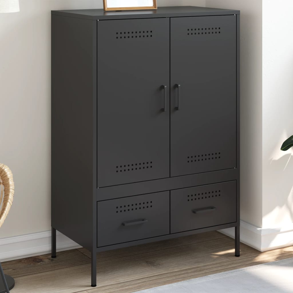 Buffet haut noir 68x39x101,5 cm acier - XIOS