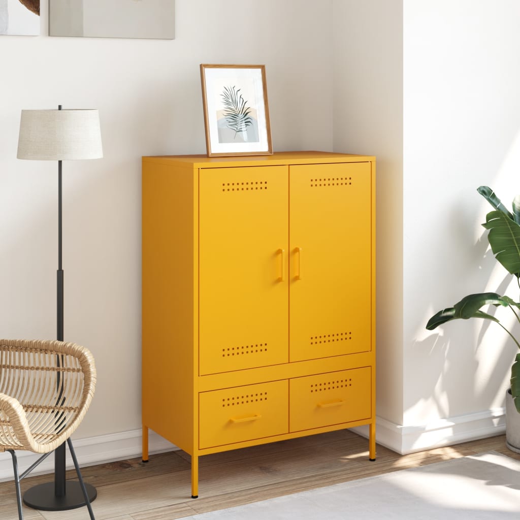 Buffet haut jaune moutarde 68x39x101,5 cm acier - XIOS