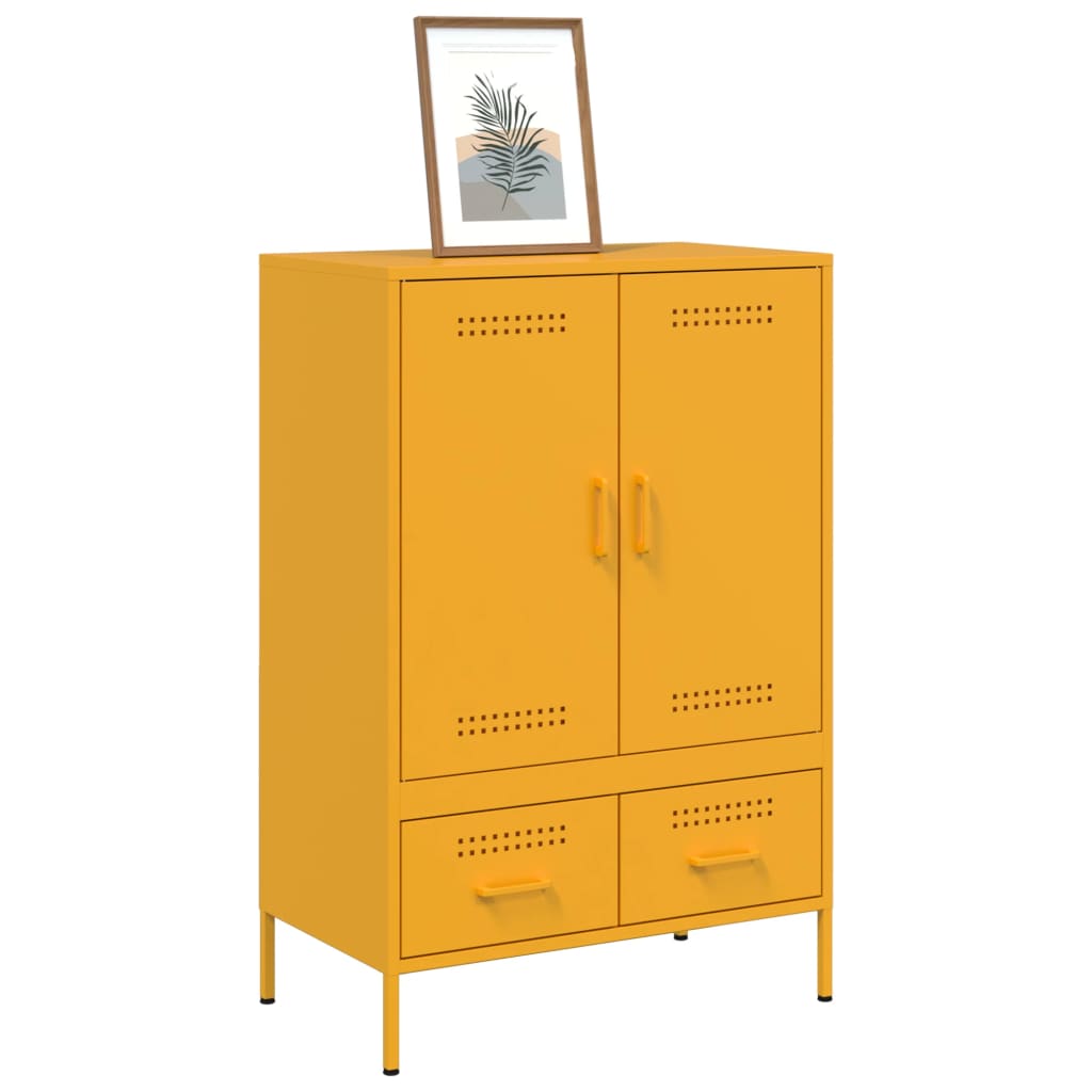 Buffet haut jaune moutarde 68x39x101,5 cm acier - XIOS