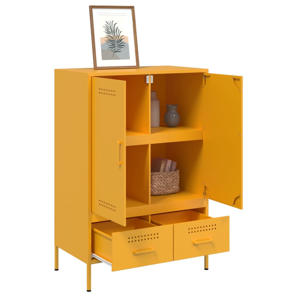 Buffet haut jaune moutarde 68x39x101,5 cm acier - XIOS