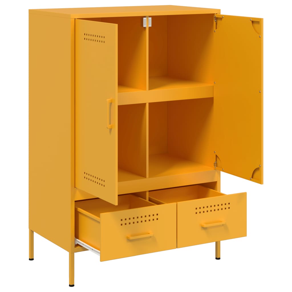 Buffet haut jaune moutarde 68x39x101,5 cm acier - XIOS
