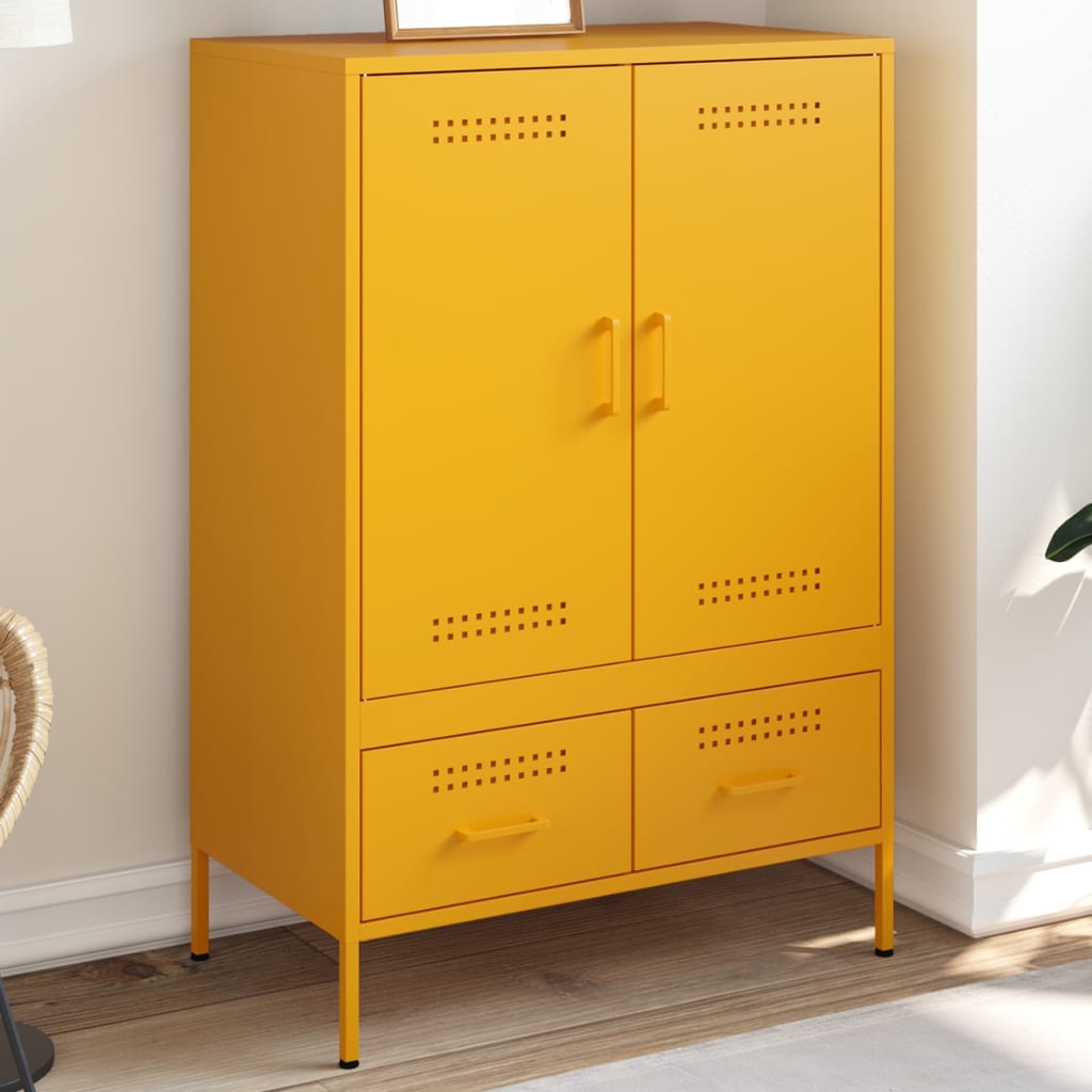 Buffet haut jaune moutarde 68x39x101,5 cm acier - XIOS