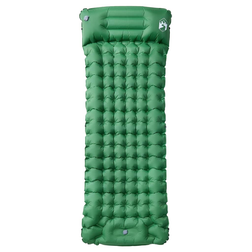 Matelas de camping autogonflant avec oreiller 1 personne vert Matelas de sol vidaXL