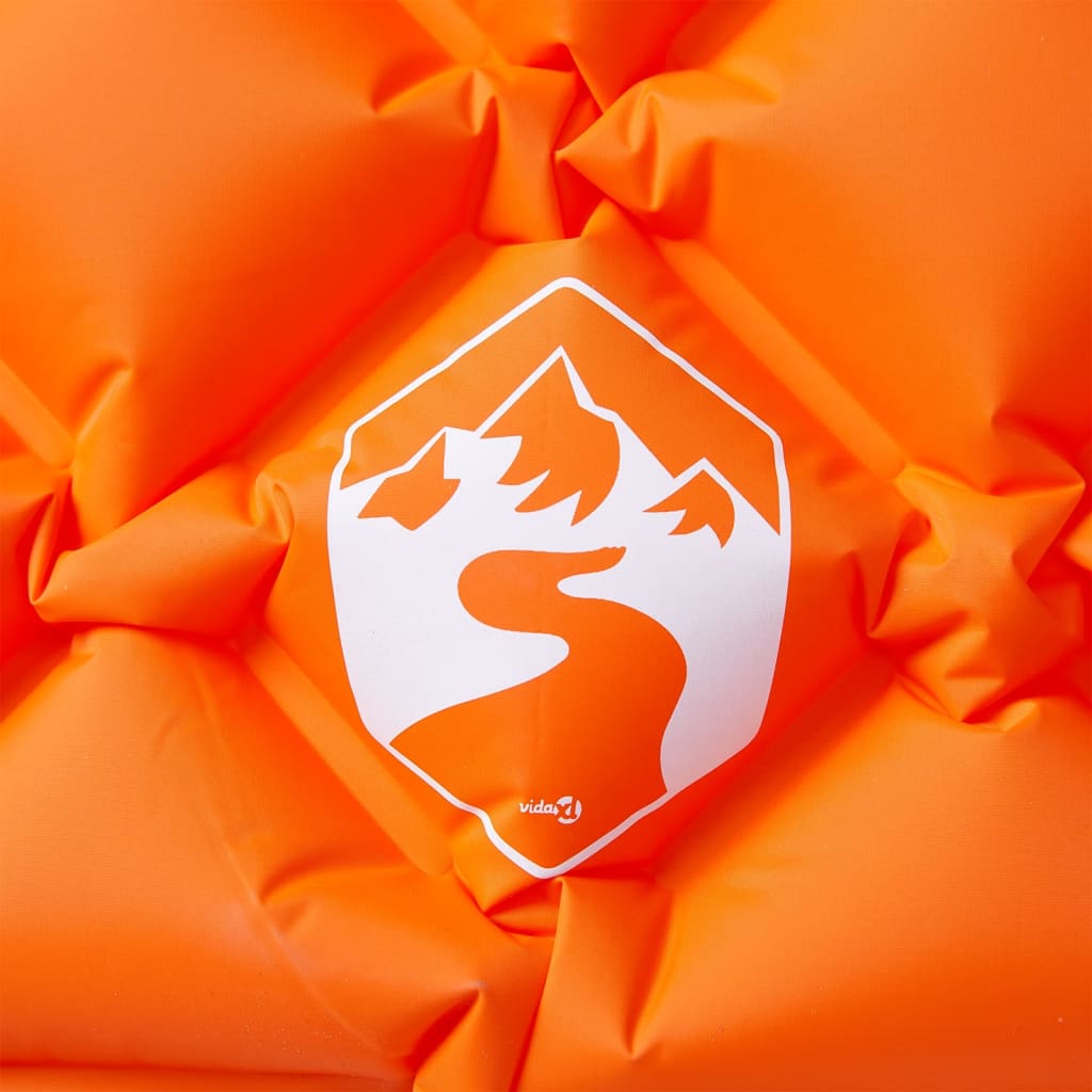 Matelas de camping gonflable avec oreiller 1 personne orange Matelas de sol vidaXL