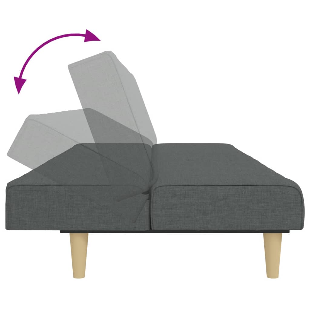 Canapé-lit à 2 places avec repose-pied gris foncé tissu - XIOS