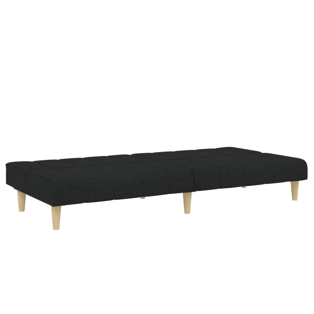 Canapé-lit à 2 places avec repose-pied noir tissu - XIOS