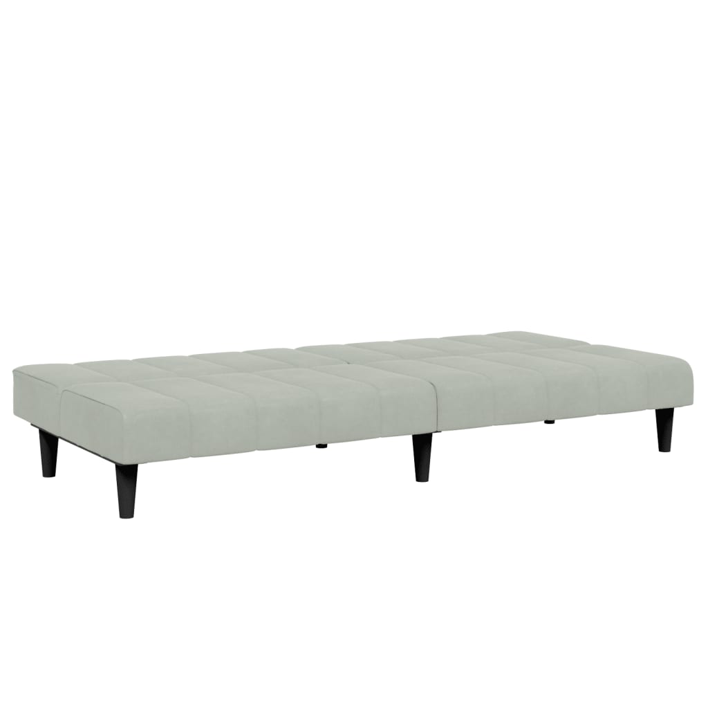Canapé-lit à 2 places avec repose-pied gris clair velours - XIOS
