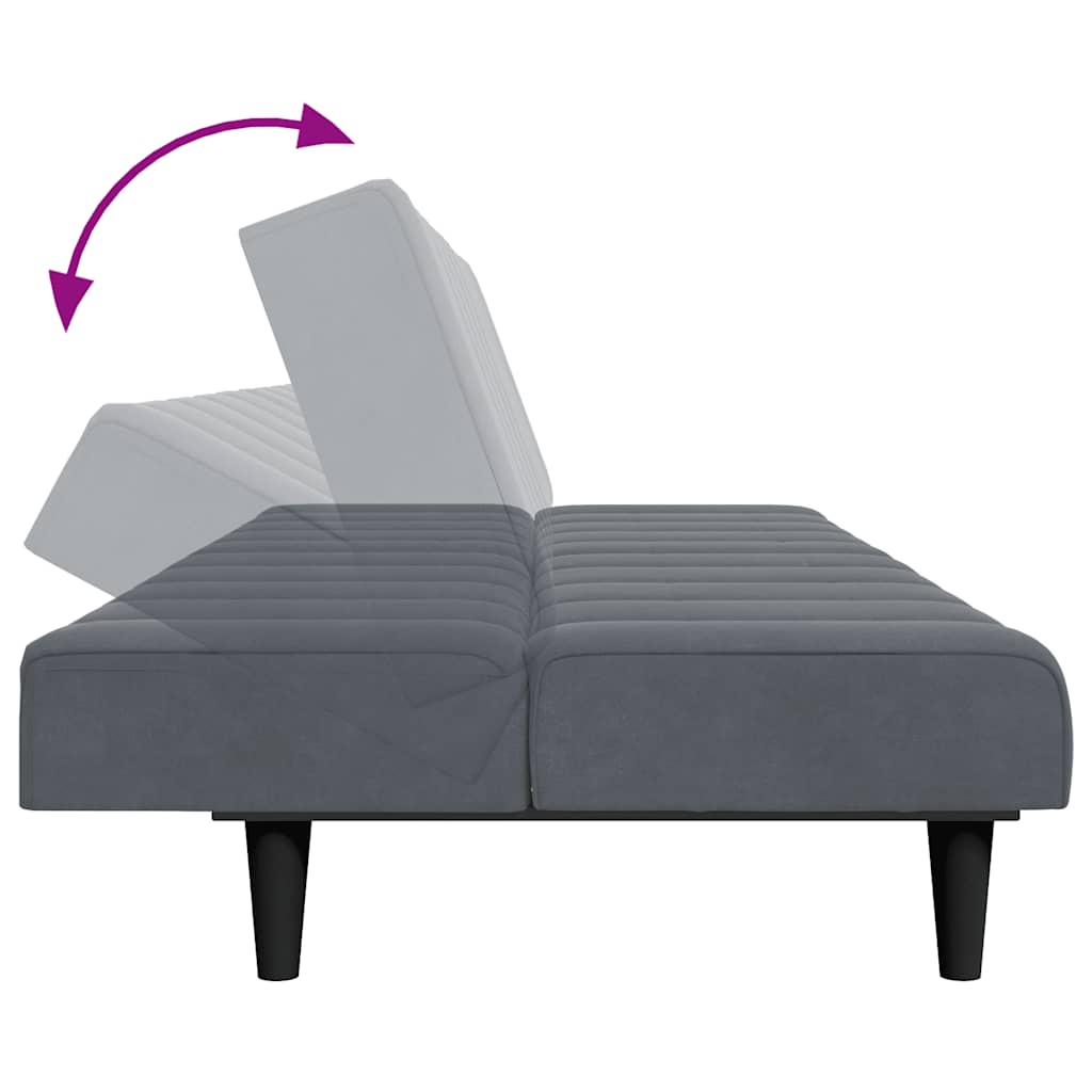 Canapé-lit à 2 places avec repose-pied gris foncé velours - XIOS