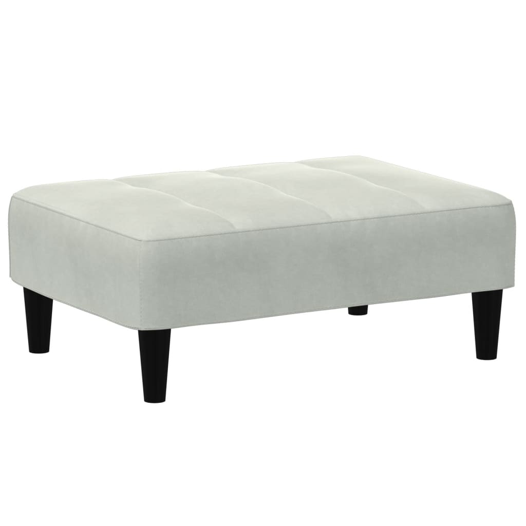 Canapé-lit à 2 places avec repose-pied gris clair velours - XIOS
