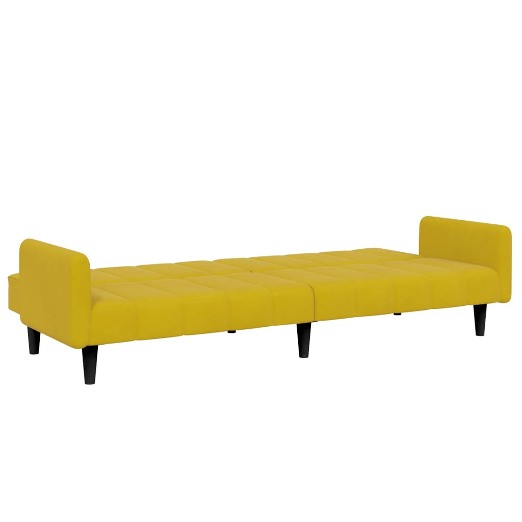 Canapé-lit à 2 places avec repose-pied jaune velours - XIOS