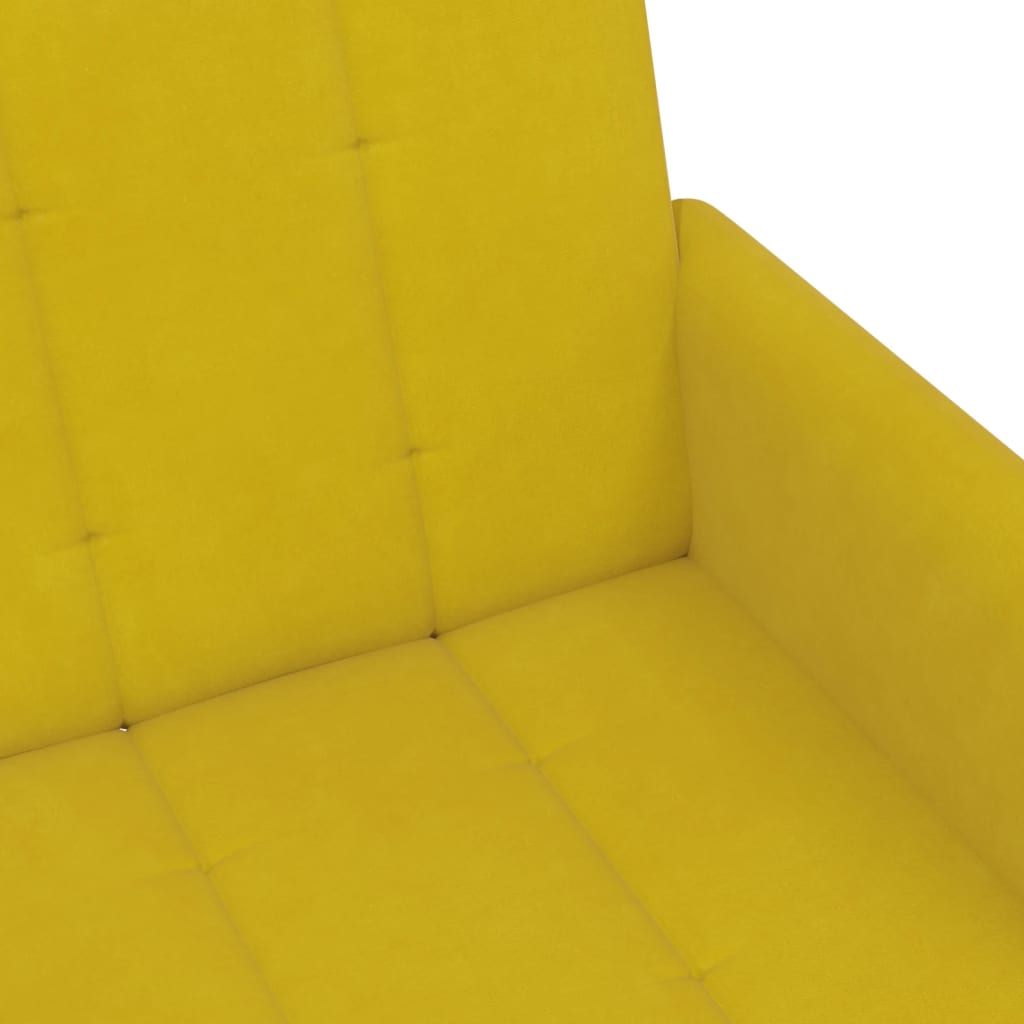 Canapé-lit à 2 places avec repose-pied jaune velours - XIOS