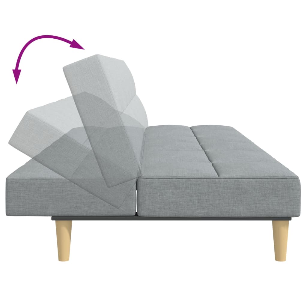 Canapé-lit à 2 places avec repose-pied gris clair tissu - XIOS