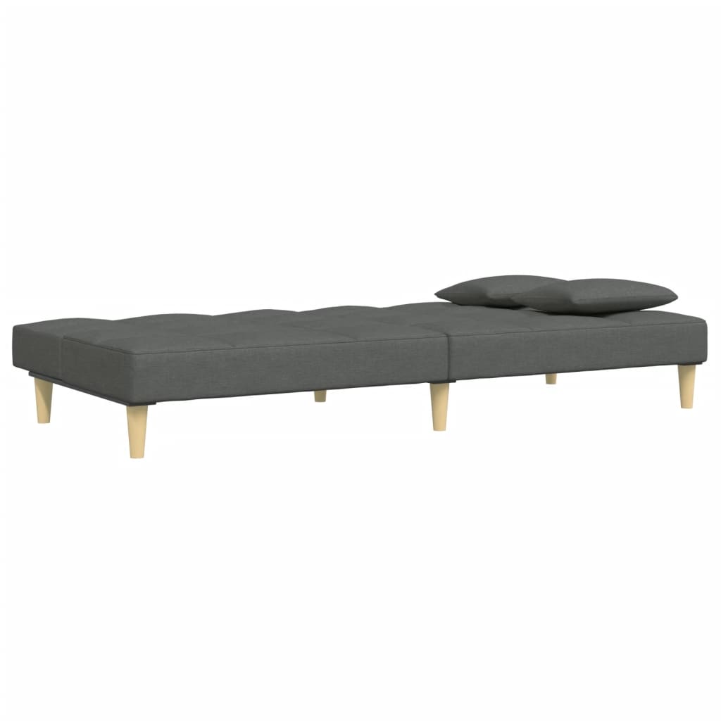 Canapé-lit à 2 places avec repose-pied gris foncé tissu - XIOS