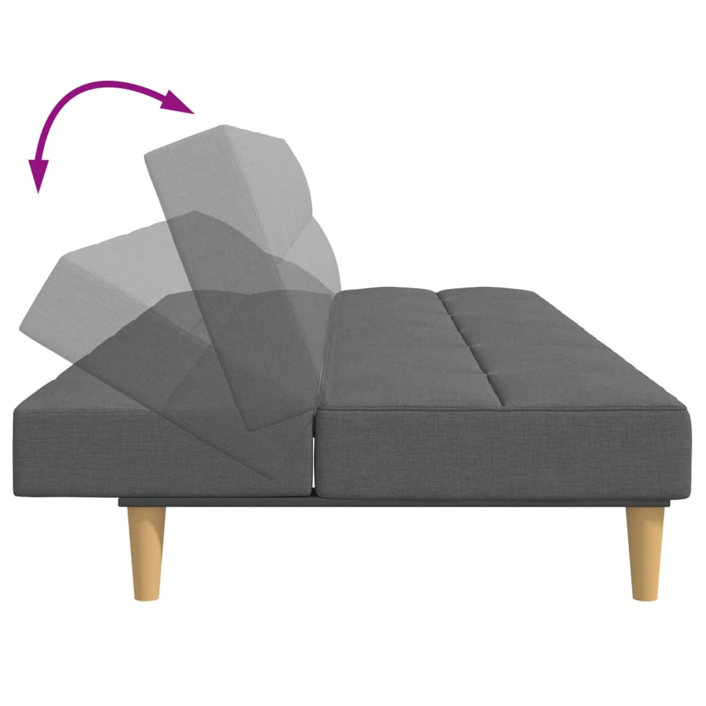 Canapé-lit à 2 places avec repose-pied gris foncé tissu - XIOS