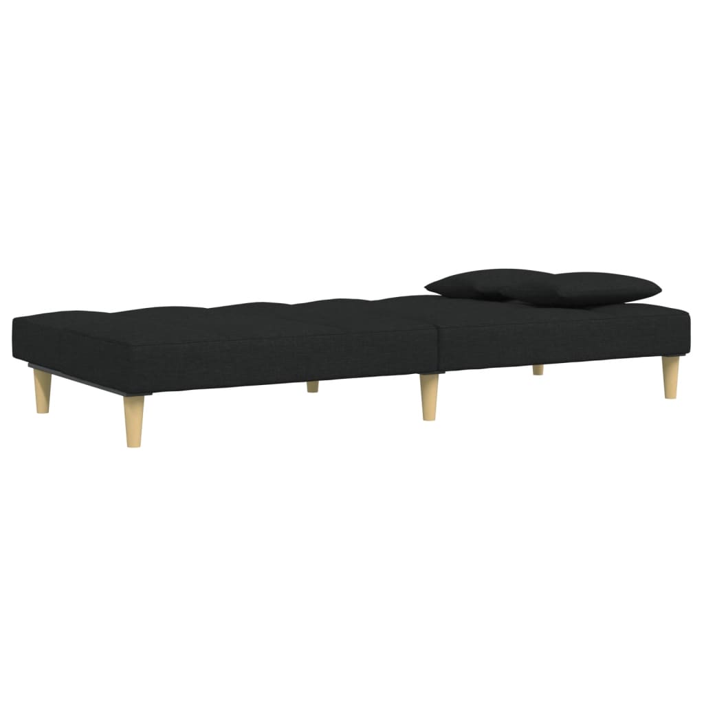 Canapé-lit à 2 places avec repose-pied noir tissu - XIOS