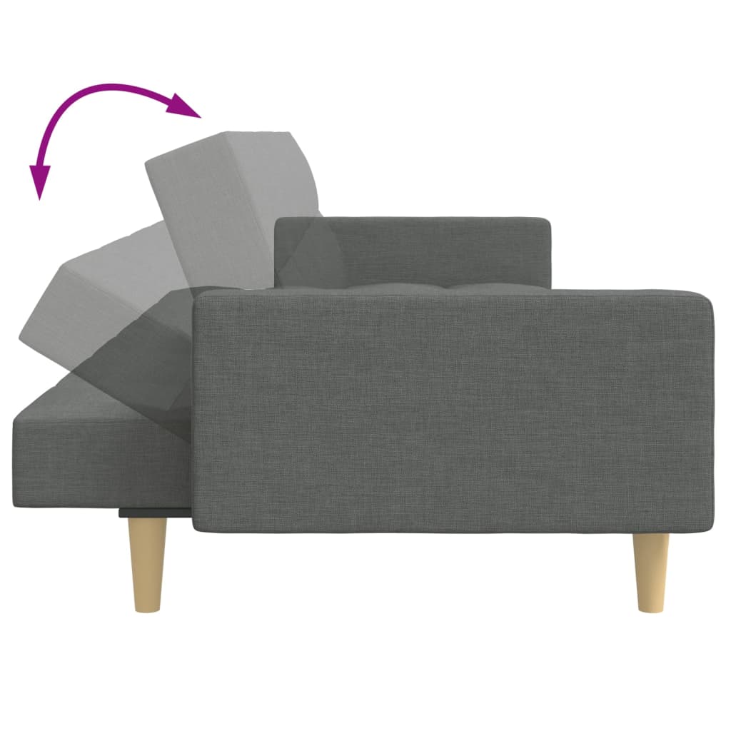 Canapé-lit à 2 places avec repose-pied gris foncé tissu - XIOS