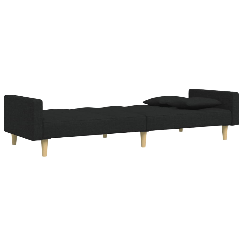 Canapé-lit à 2 places avec repose-pied noir tissu - XIOS