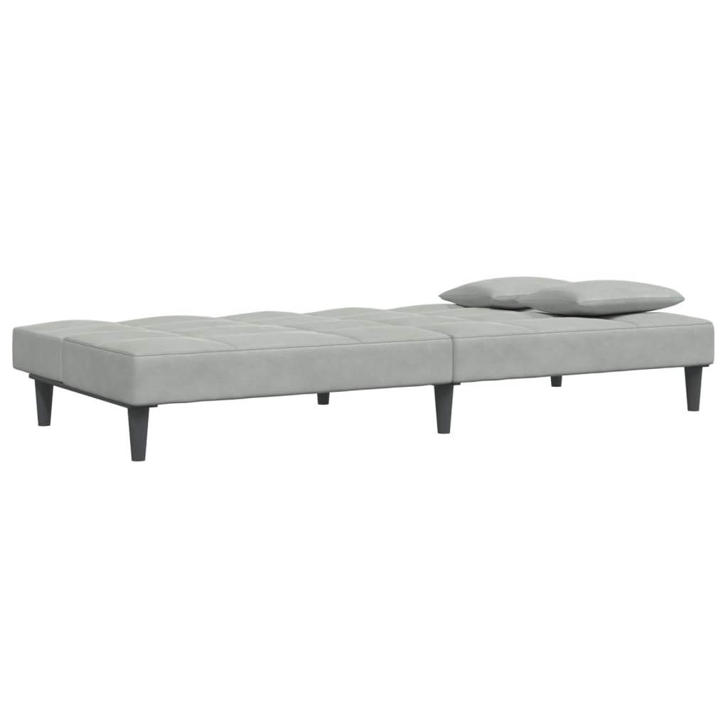 Canapé-lit à 2 places avec repose-pied gris clair velours - XIOS