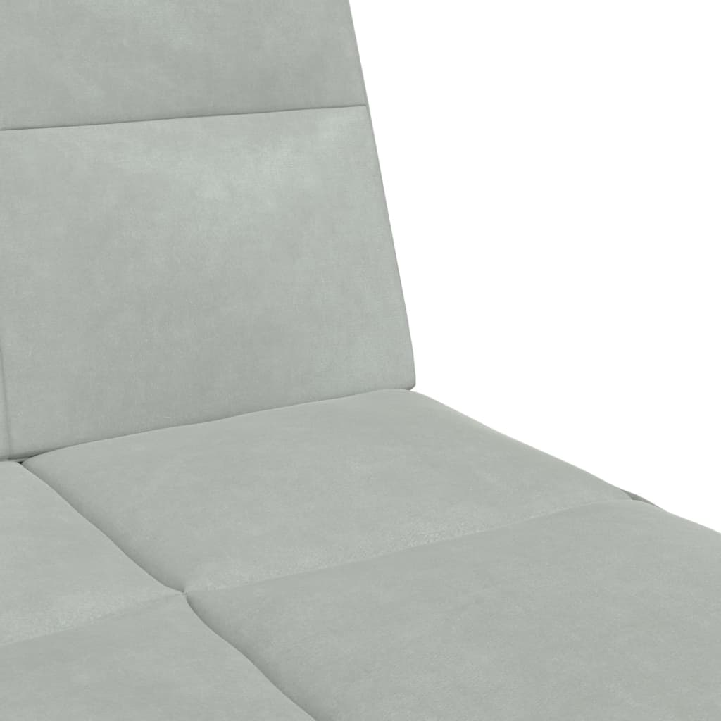 Canapé-lit à 2 places avec repose-pied gris clair velours - XIOS