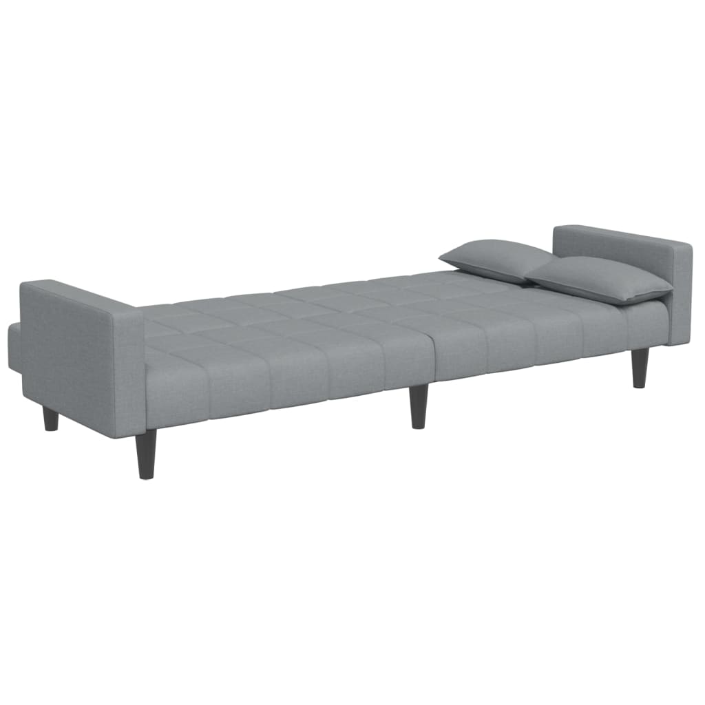 Canapé-lit à 2 places avec repose-pied gris clair tissu - XIOS