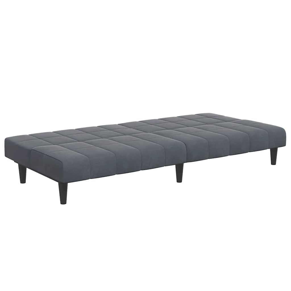 Canapé-lit à 2 places avec repose-pied gris foncé velours - XIOS