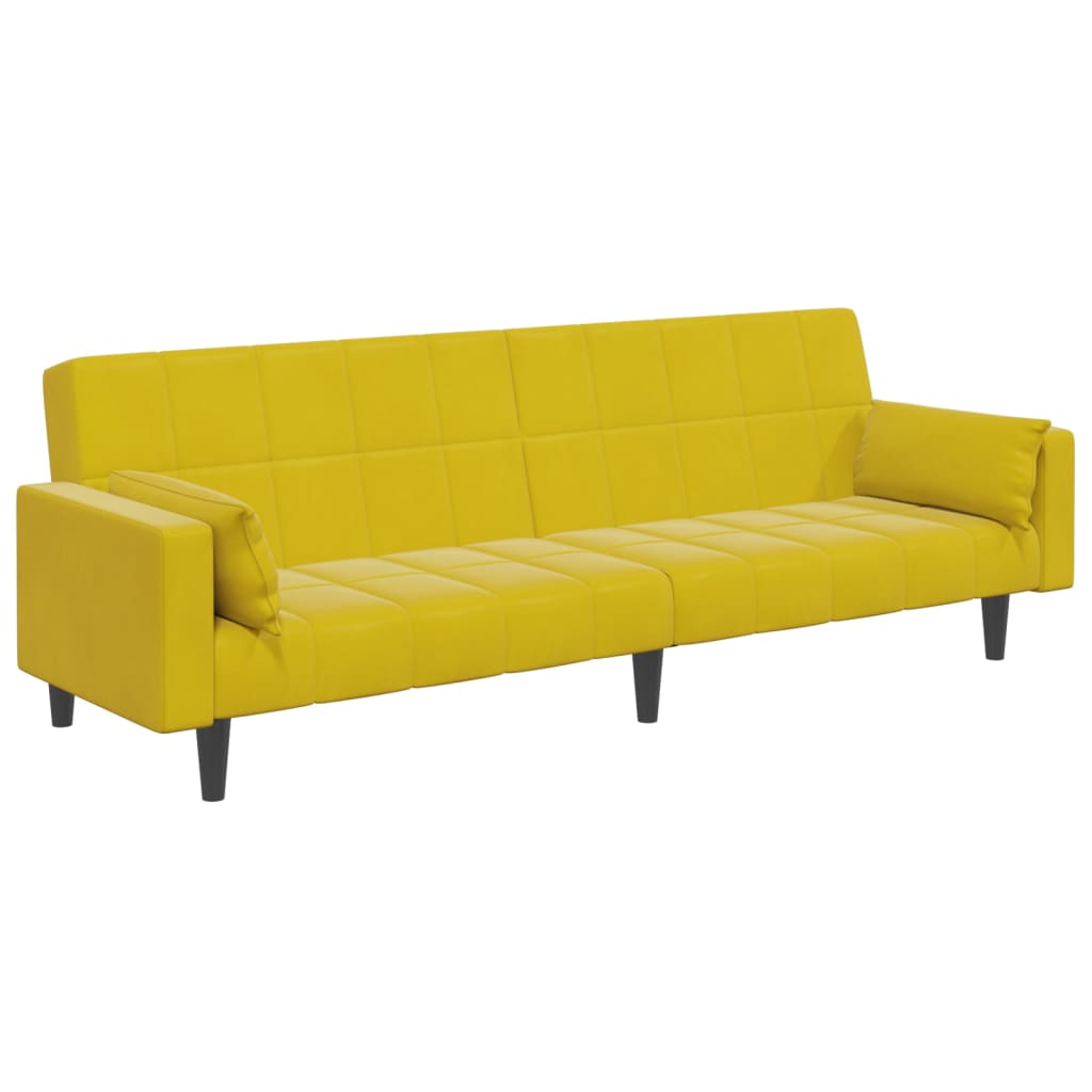 Canapé-lit à 2 places avec repose-pied jaune velours - XIOS