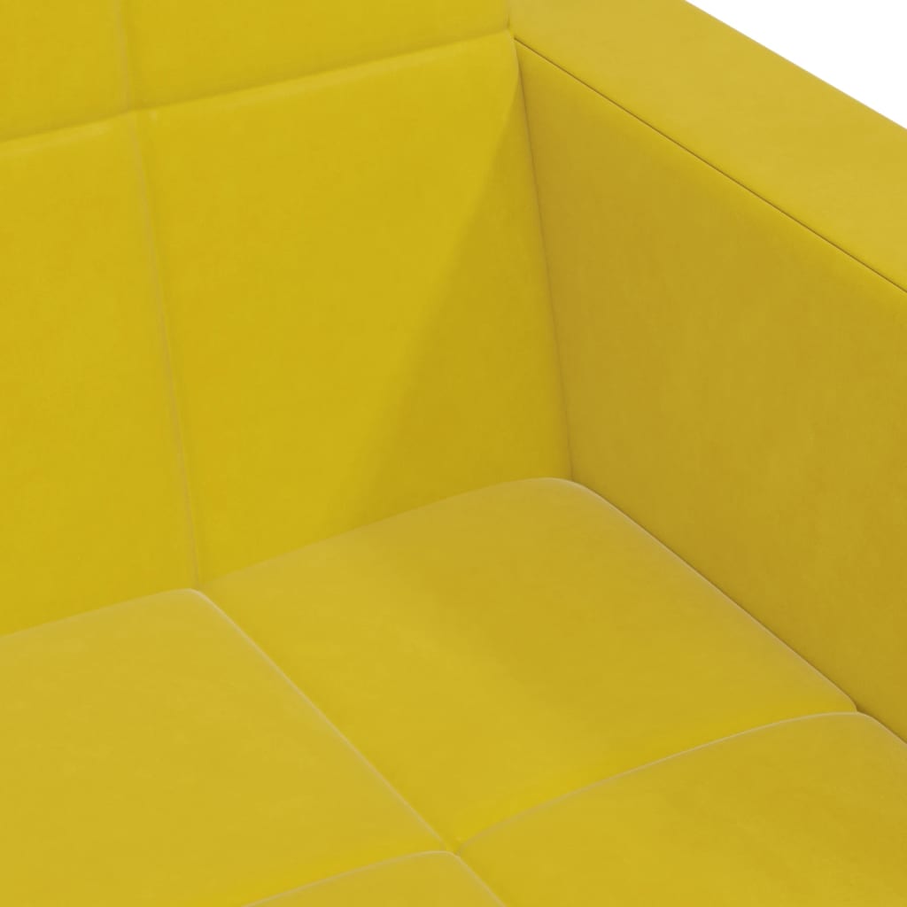 Canapé-lit à 2 places avec repose-pied jaune velours - XIOS