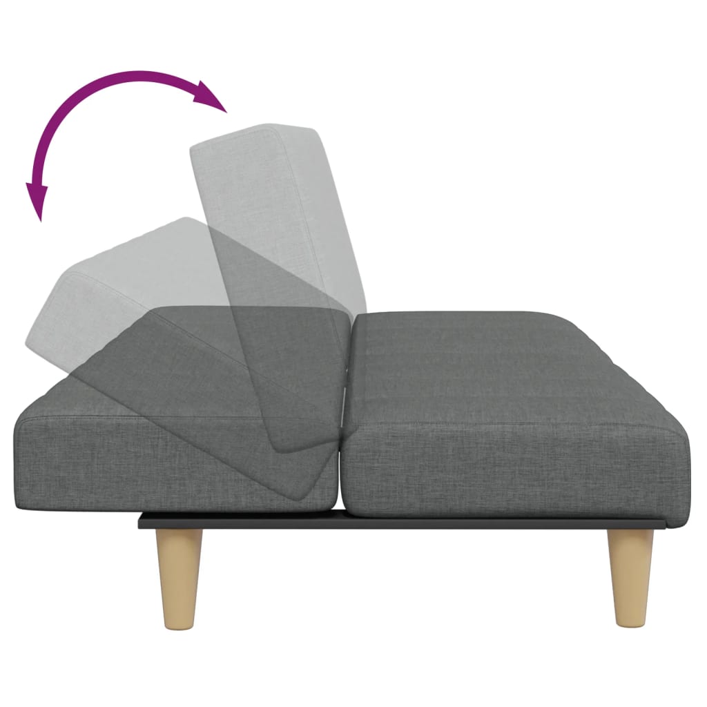 Canapé-lit à 2 places avec repose-pied gris foncé tissu - XIOS