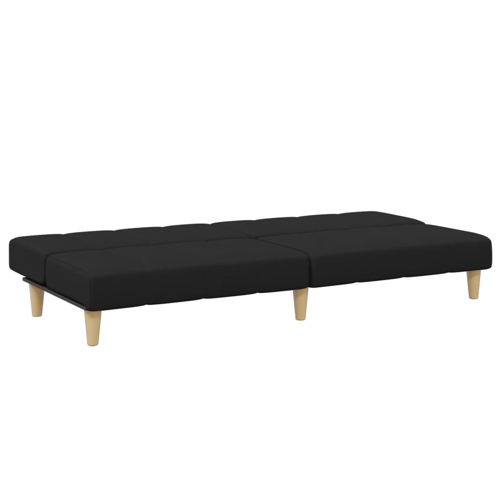 Canapé-lit à 2 places avec repose-pied noir tissu - XIOS