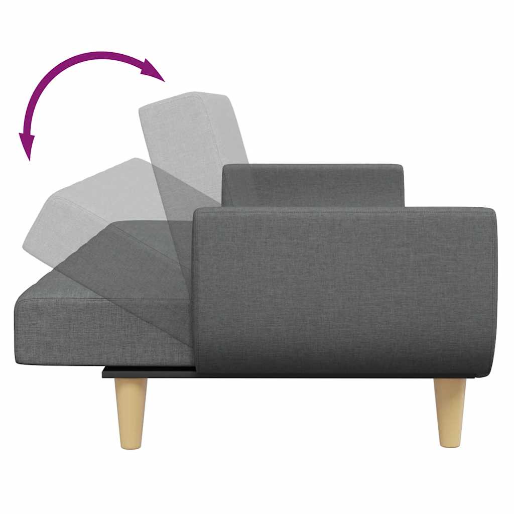 Canapé-lit à 2 places avec repose-pied gris foncé tissu - XIOS