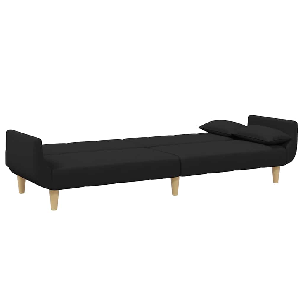 Canapé-lit à 2 places avec repose-pied noir tissu - XIOS