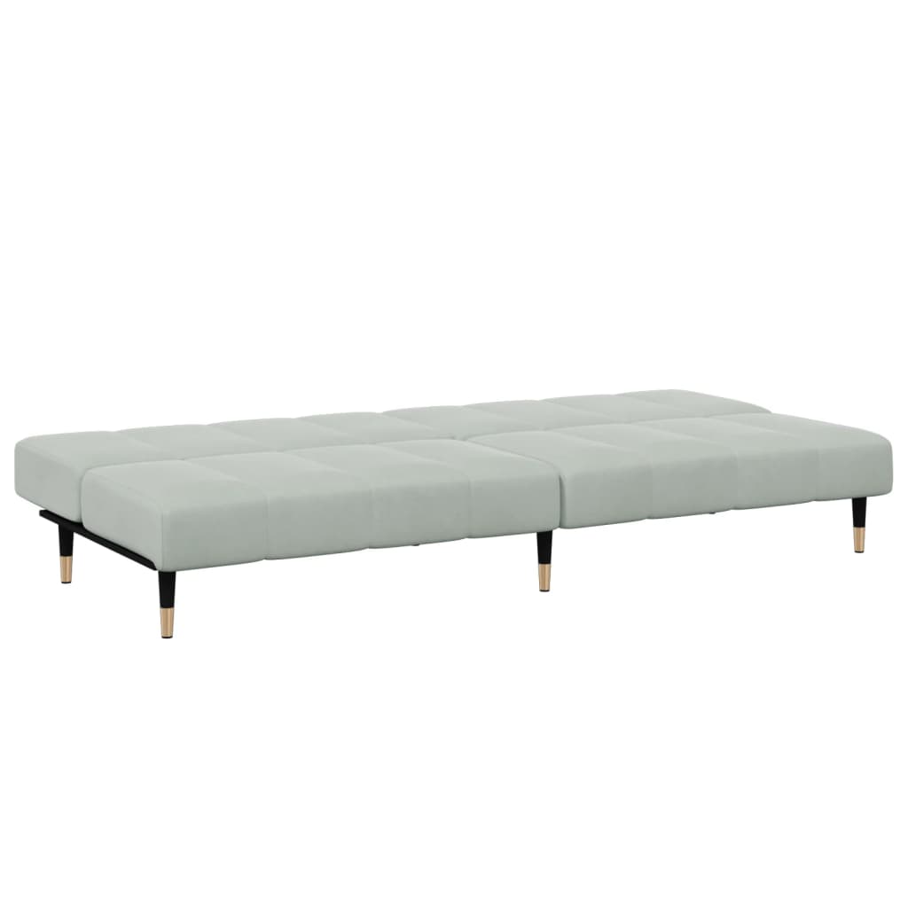 Canapé-lit à 2 places avec repose-pied gris clair velours - XIOS