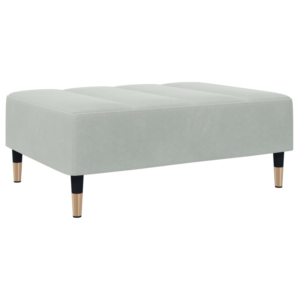 Canapé-lit à 2 places avec repose-pied gris clair velours - XIOS