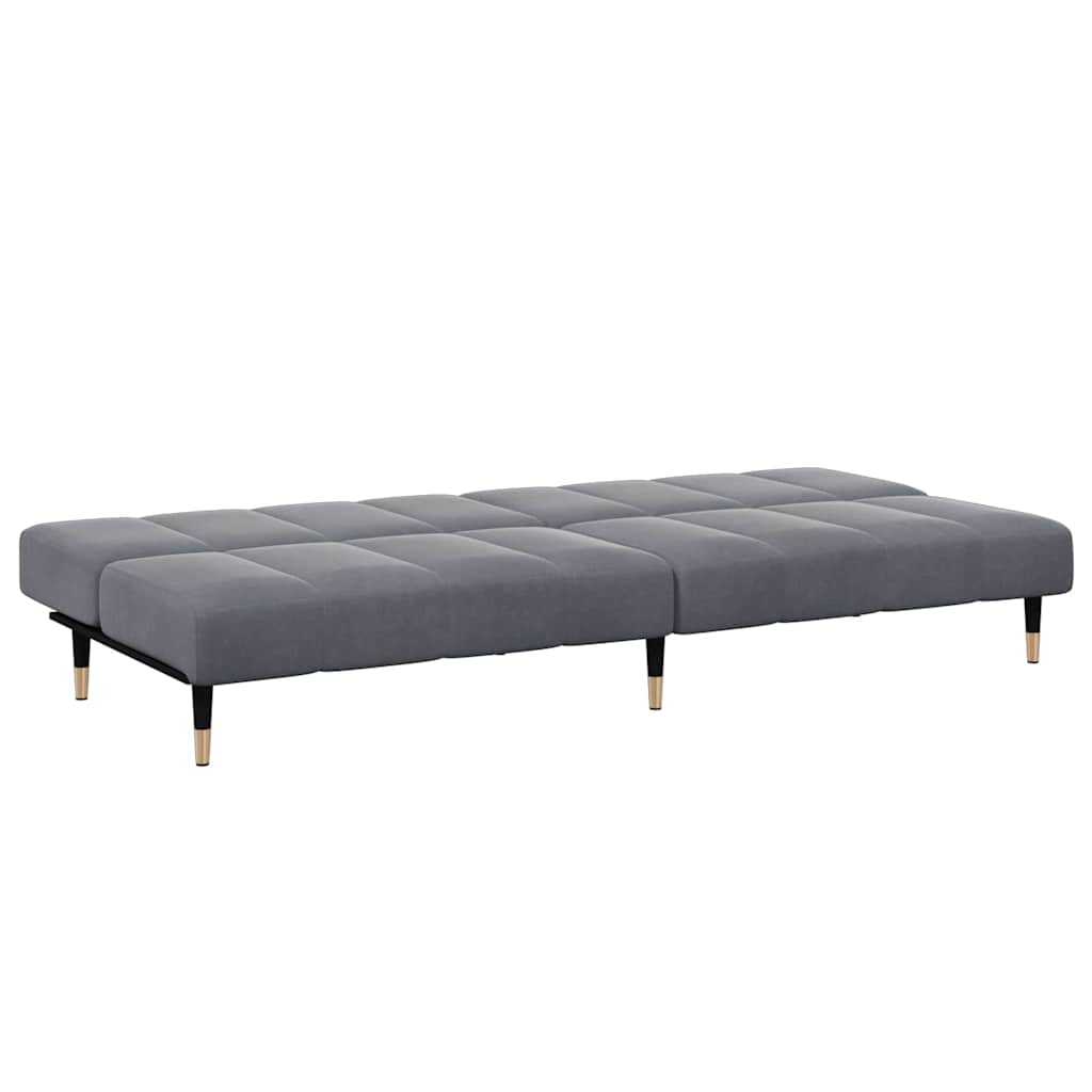 Canapé-lit à 2 places avec repose-pied gris foncé velours - XIOS