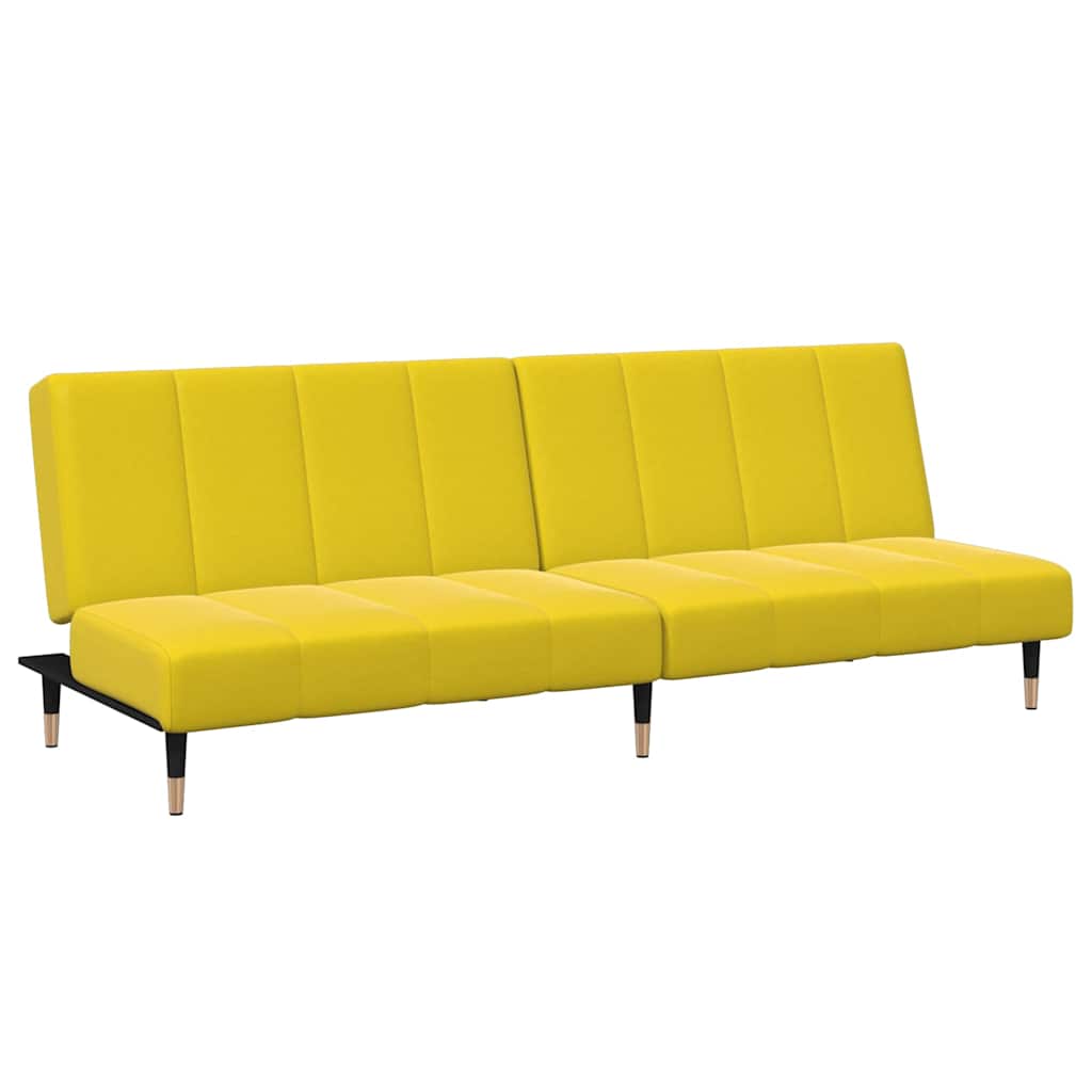 Canapé-lit à 2 places avec repose-pied jaune velours - XIOS