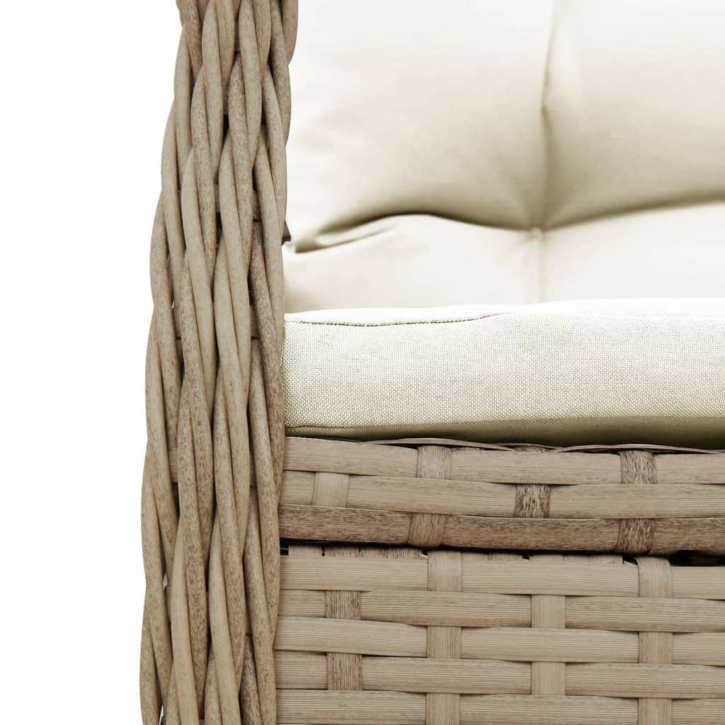 Ensemble à manger de jardin avec coussins 5pcs Beige poly rotin