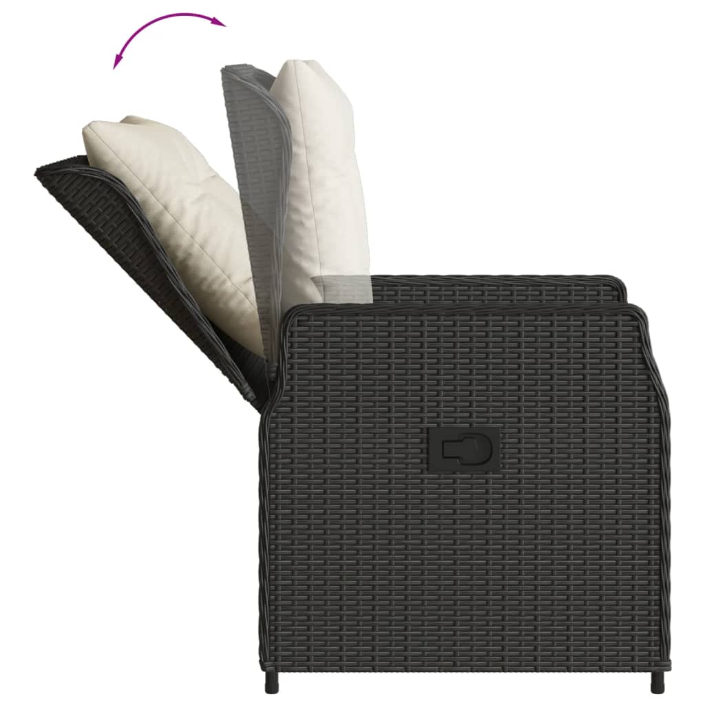 Ensemble à manger de jardin coussins 5pcs Noir Résine tressée