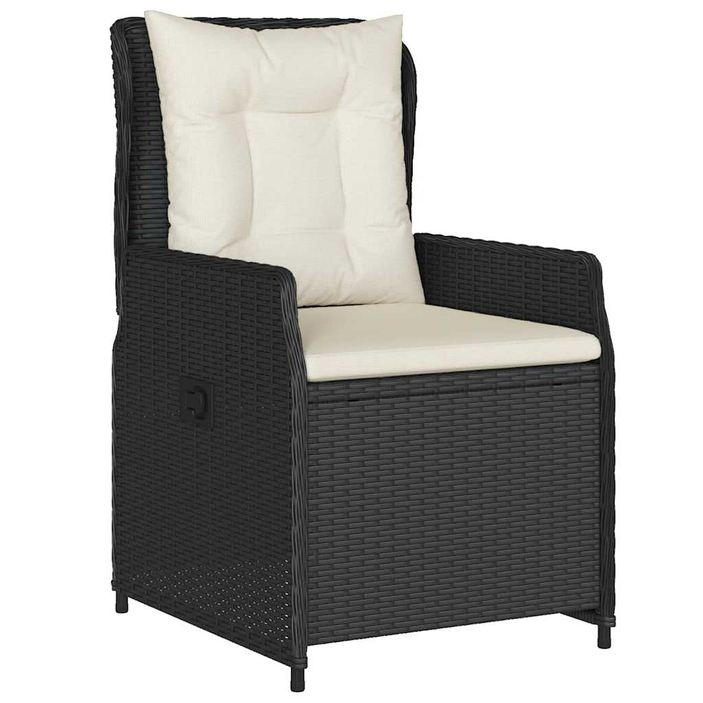 Ensemble à manger de jardin coussins 5pcs Noir Résine tressée
