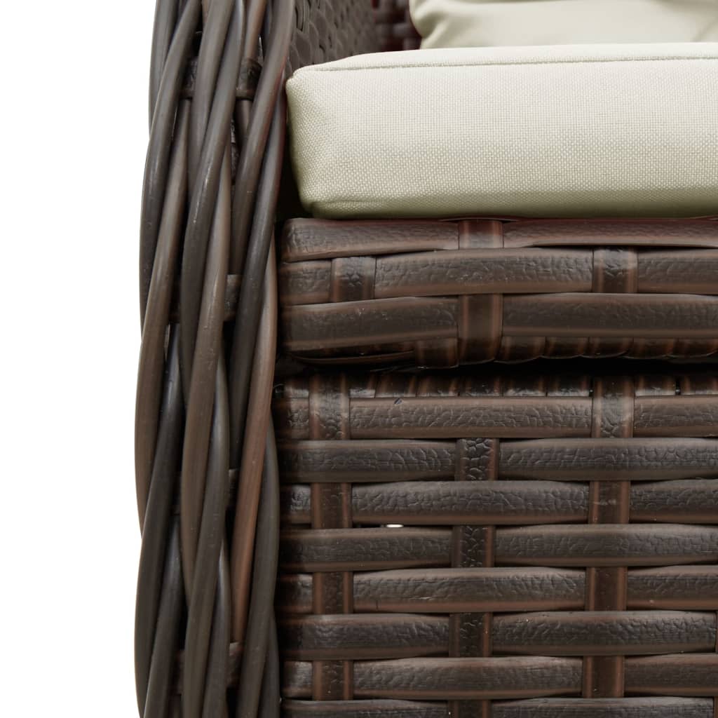 Ensemble à manger de jardin 5 pcs et coussins marron poly rotin