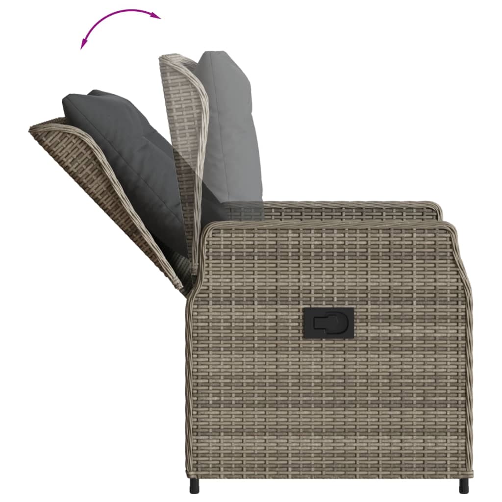 Ensemble à manger de jardin 3 pcs coussins gris résine tressée