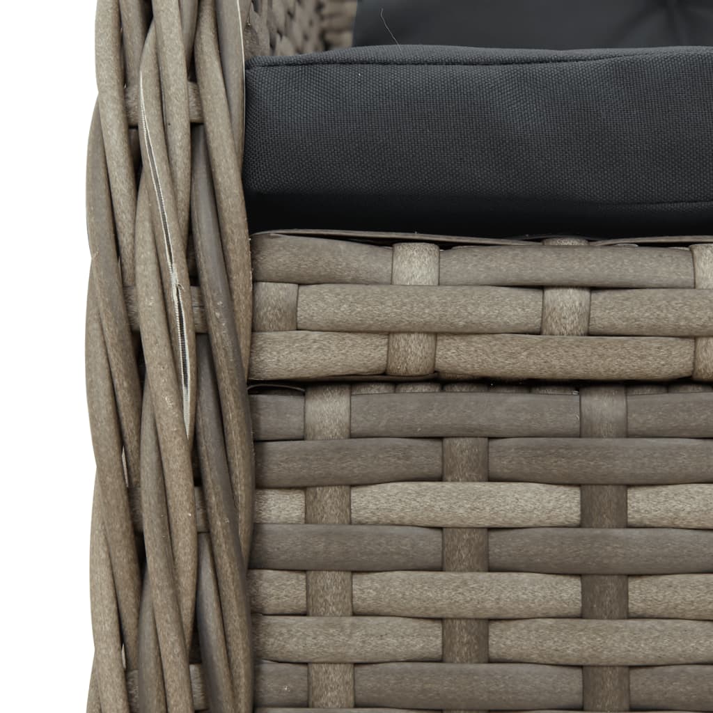 Ensemble à manger de jardin 3 pcs coussins gris résine tressée