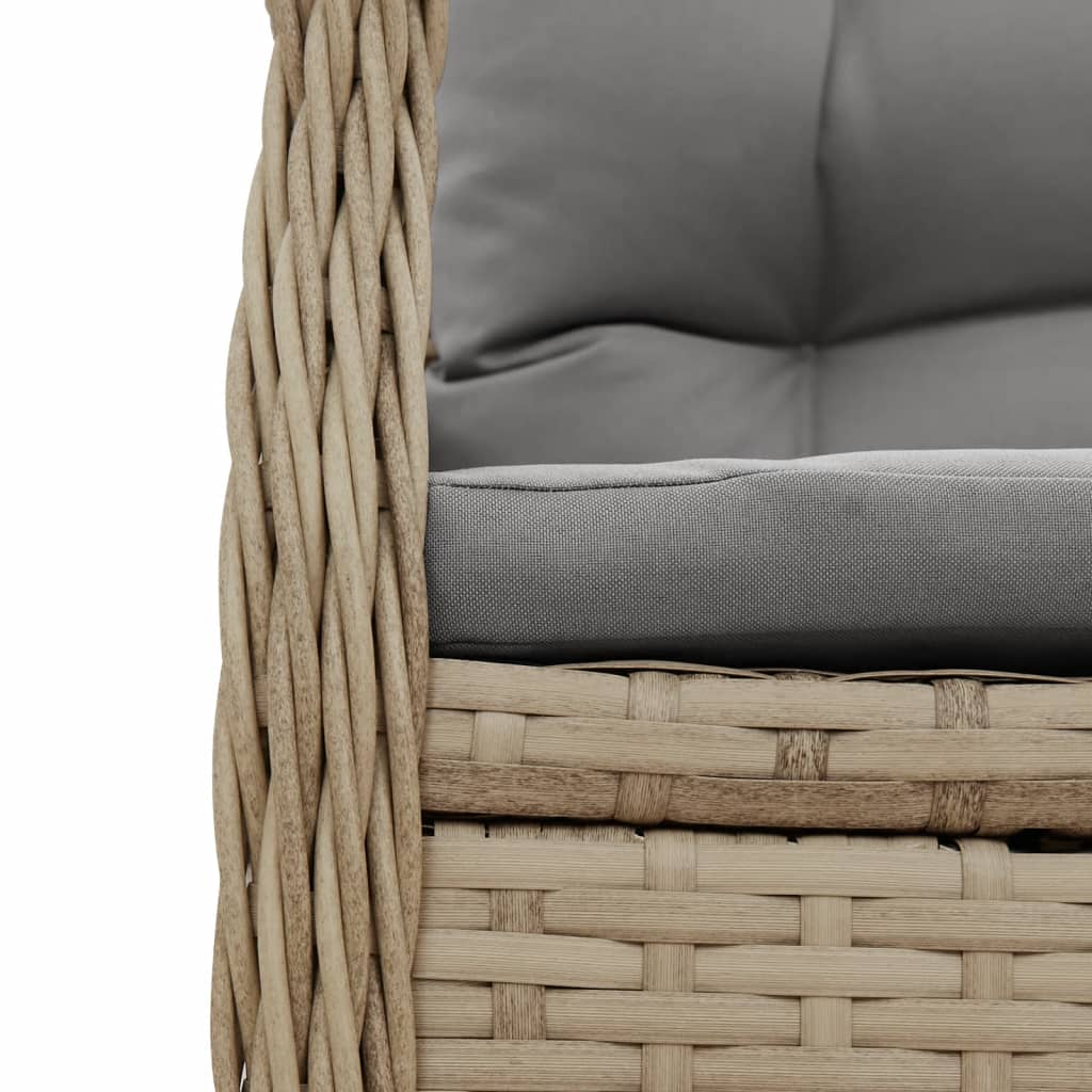 Ensemble à manger de jardin et coussins 3 pcs Beige poly rotin