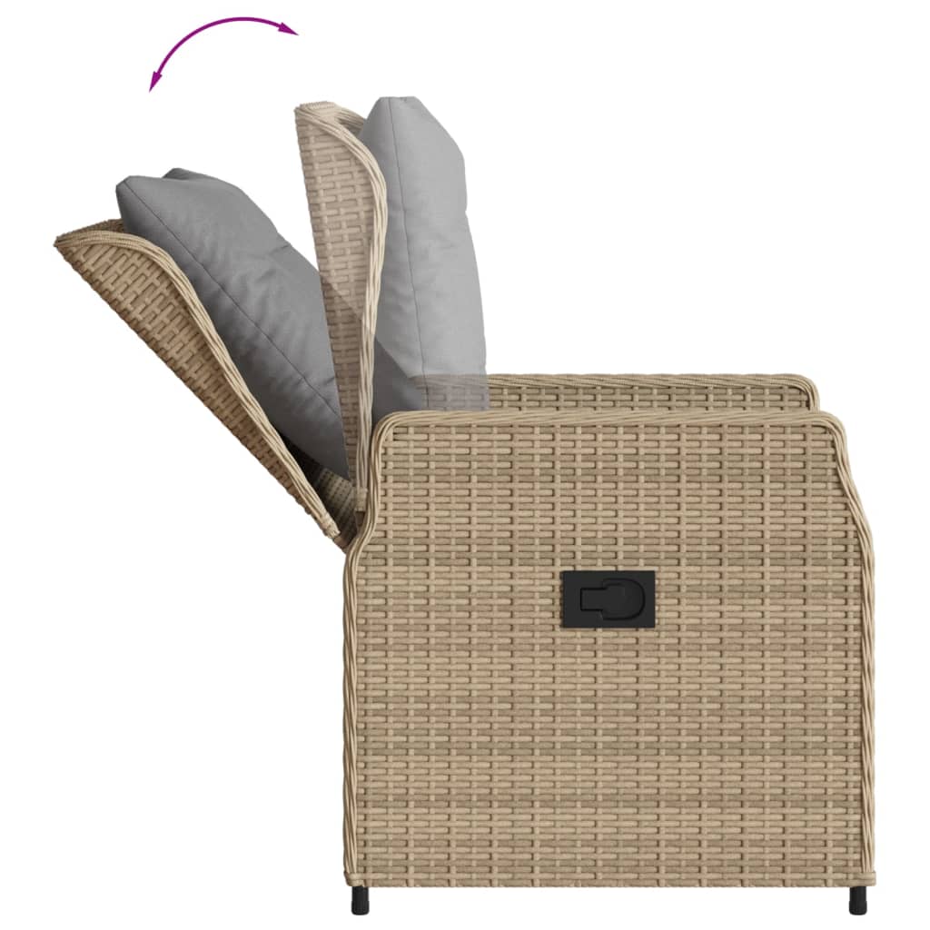 Ensemble à manger de jardin avec coussins 5pcs Beige poly rotin
